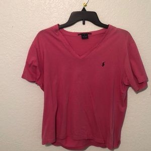 Pink polo v neck